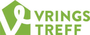 Grünes Logo mit einem stilisierten weißen Band, das innerhalb eines Sechsecks ein V bildet, daneben der Schriftzug „VRINGS TREFF“ in fetten grünen Buchstaben.